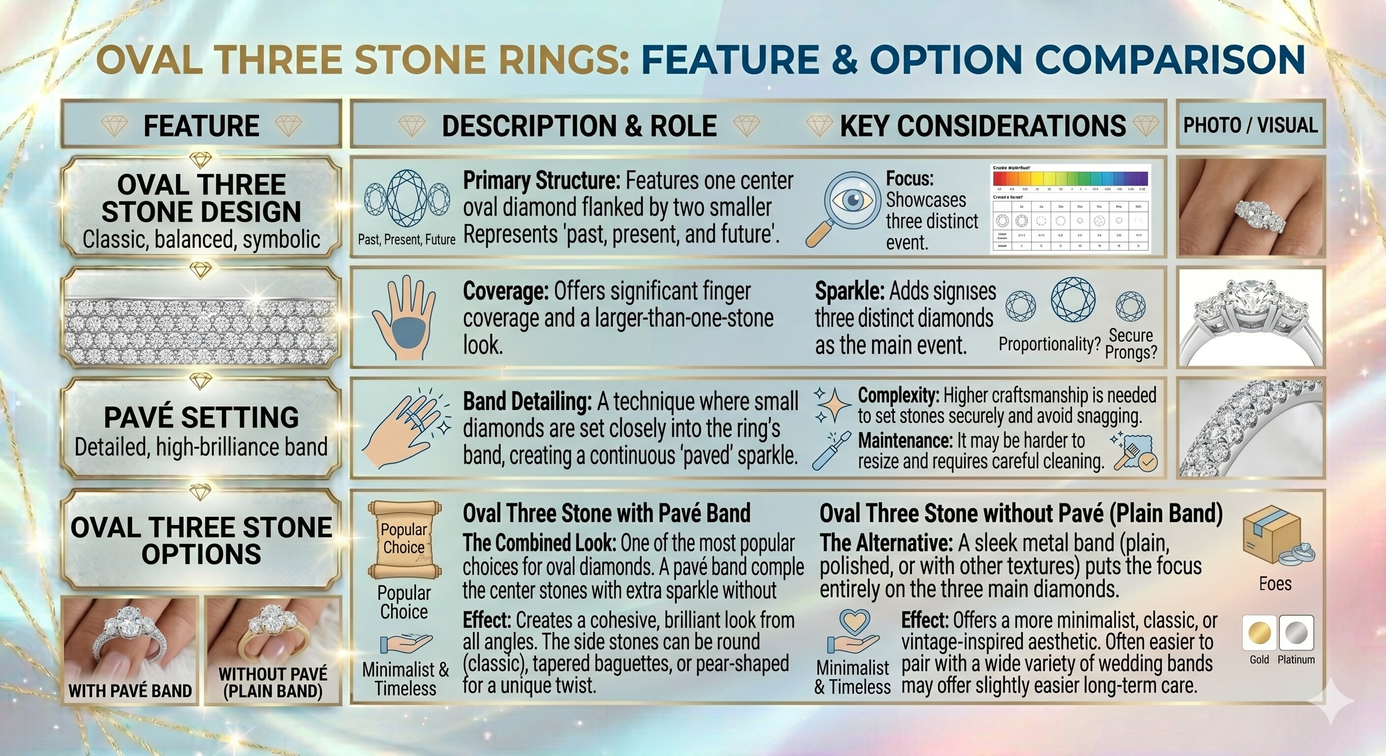 oval three stone ring feature
